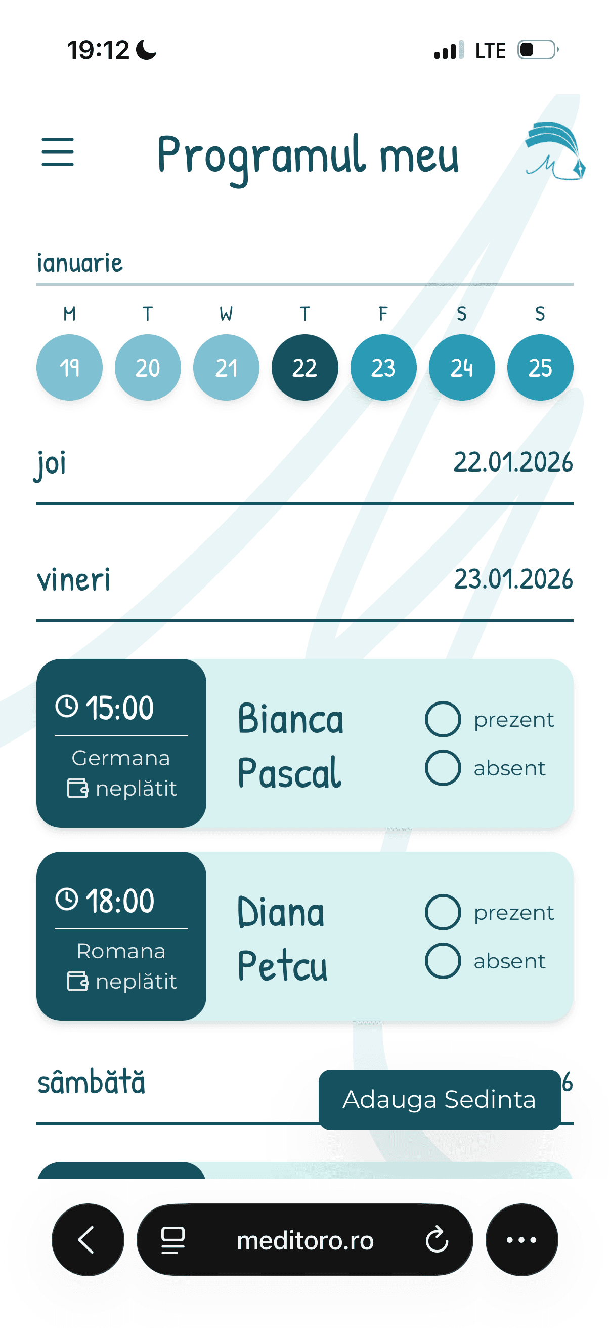 Programul saptamanii